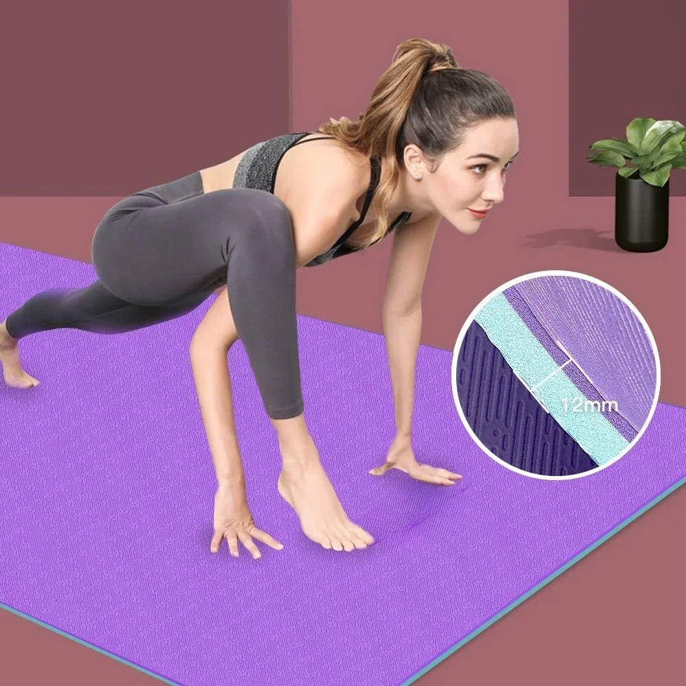 Yoga Extra Thick TPE Yoga Mat - 72"x 32" Thickness 1/2 Inch with High Density Anti-Tear Exercise Bolster for Home Gym Yoga