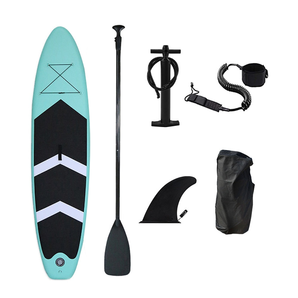 Inflatable Stand up Paddle Board Sup Surfboard Water Sport Kayak Surf Set with Paddle Board Tail Fin Foot Rope Inflator and Bag