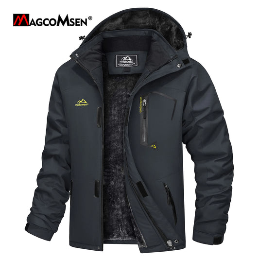 Men's Hooded Fleece Ski Jacket Waterproof