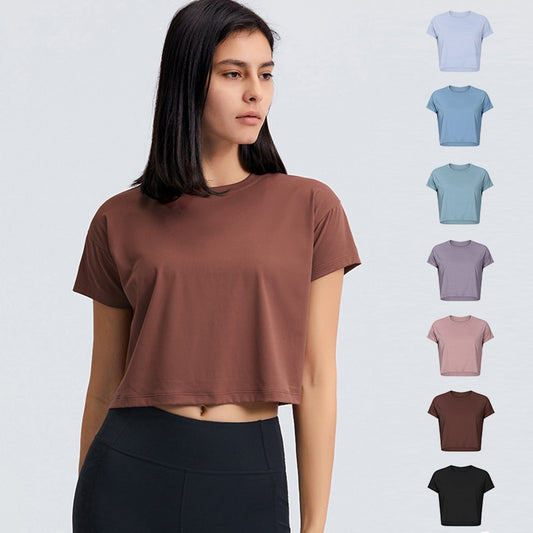 Loose Blouses Women Seamless Sport t-Shirts Sexy Yoga Crop Top Short Sleeve