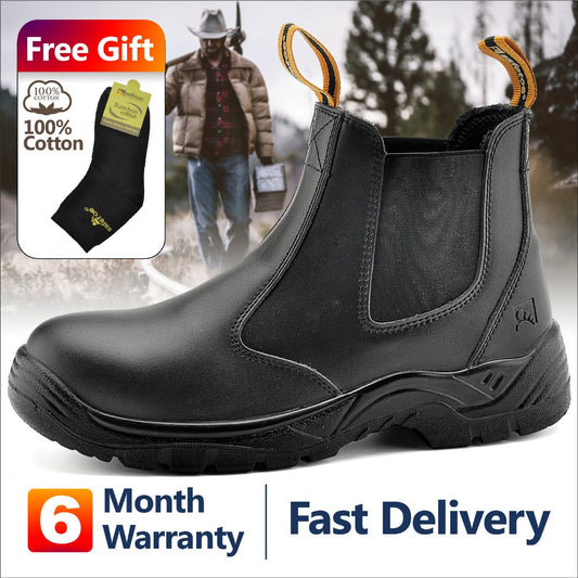 Safetoe S3 Safety Shoes With Steel Toe Cap,Light Weight Breathable Work Boots Waterproof Leather