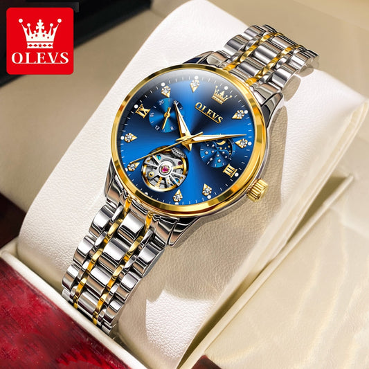 OLEVS Women's Watches Luxury Tourbillon Style Original Automatic Mechanical Watch for Woman Waterproof Luminous Ladies Watch