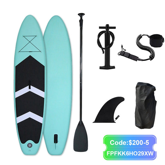 Inflatable Stand up Paddle Board Sup Surfboard Water Sport Kayak Surf Set with Paddle Board Tail Fin Foot Rope Inflator and Bag